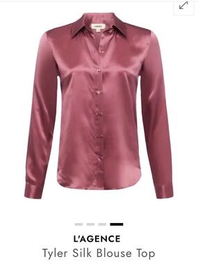 L'AGENCE Silk Button-Front Blouse in Rose Mauve